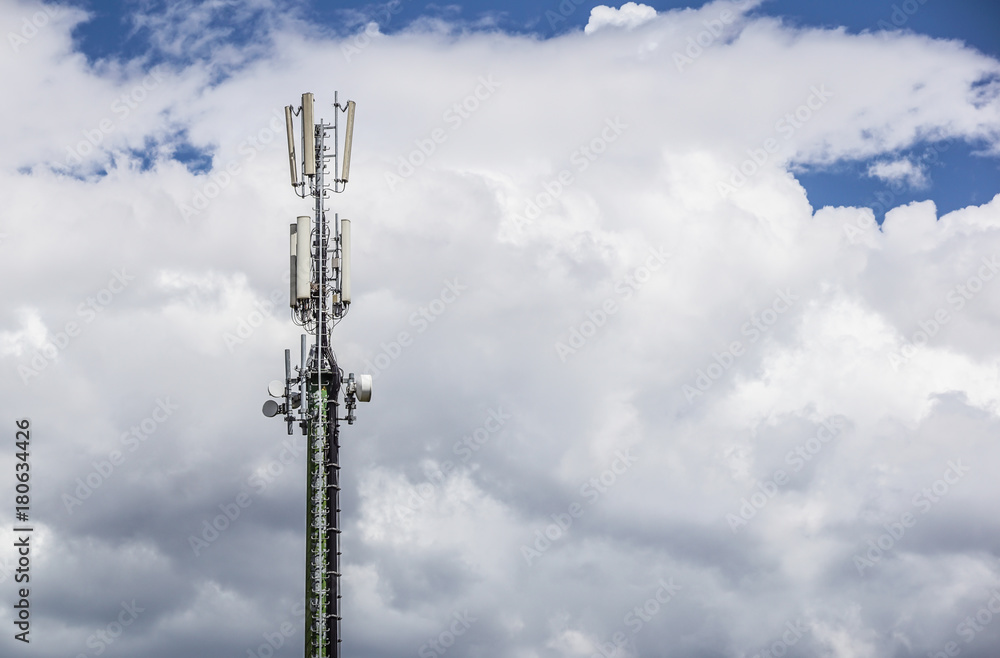 Communication pole on blue sky with cloud Communication pole on blue sky with cloud