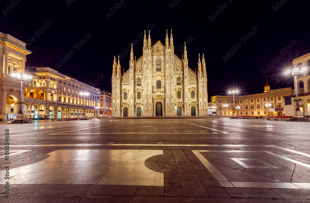 Milan. Cathedral of the Nativity of the Virgin Mary at dawn.
