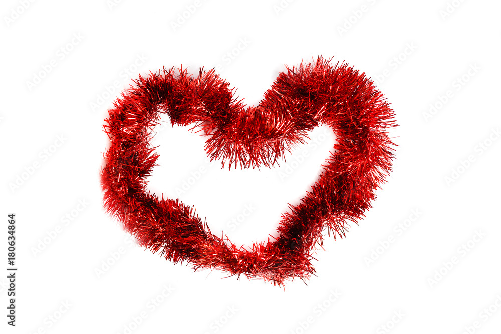 Christmas lights in the shape of heart on whitebackground Christmas lights in the shape of heart on whitebackground