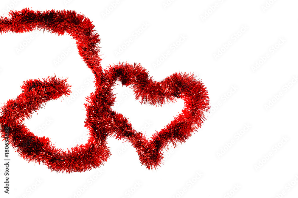 Christmas lights in the shape of heart on white background Christmas lights in the shape of heart on white background