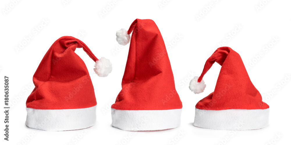 Red christmas hats isolated Red christmas hats isolated