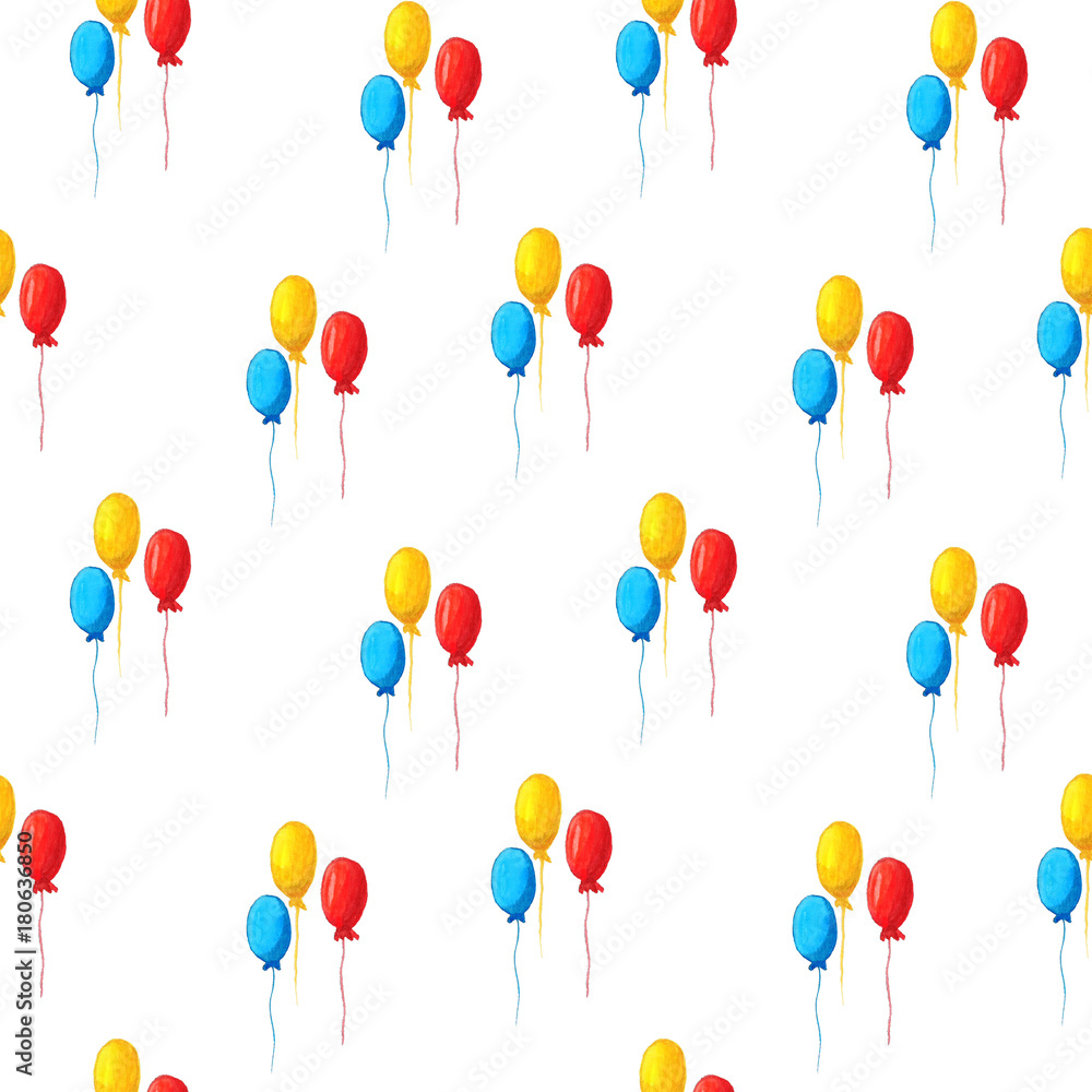air balloons pattern watercolor.