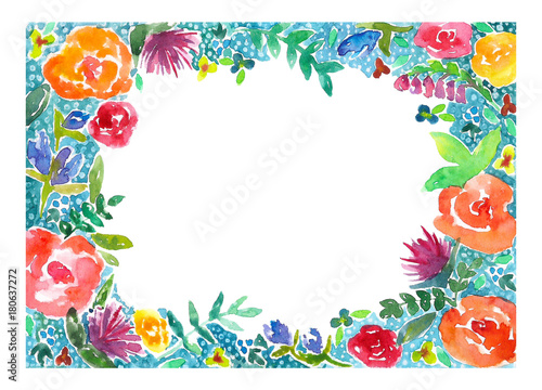 Floral Greeting Card frame watercolor.