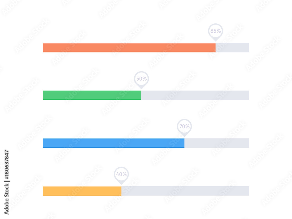 Flat progress upload indicator bar. Vector process indicator Flat progress upload indicator bar. Vector process indicator