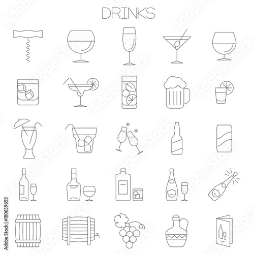 drinks vector icon set