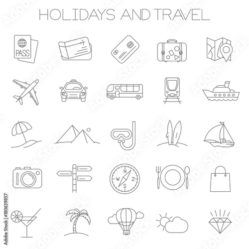 Holidays and travel icons