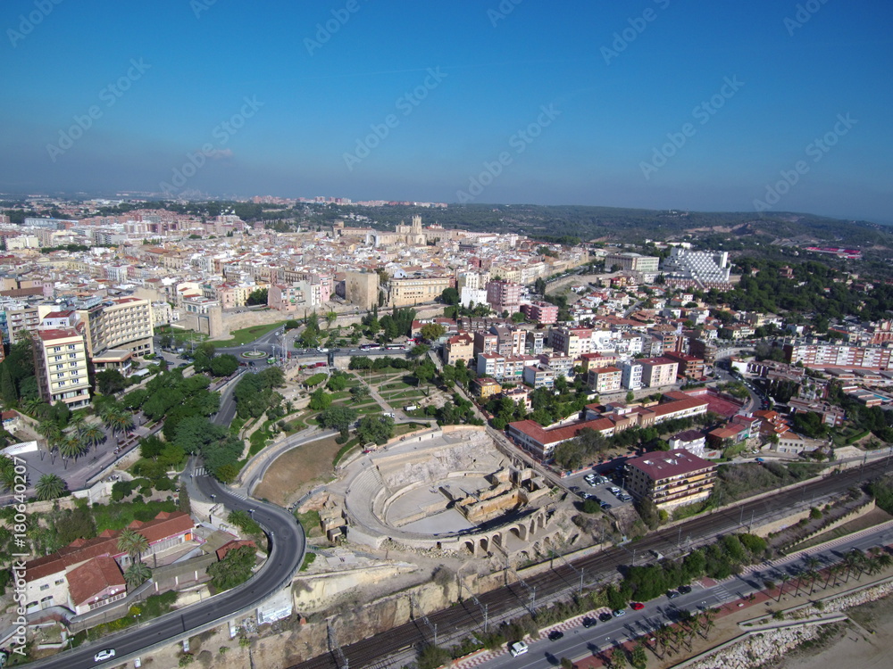 Anfiteatro romano de Tarragona desde el aire. Patrimonio de la Humanidad