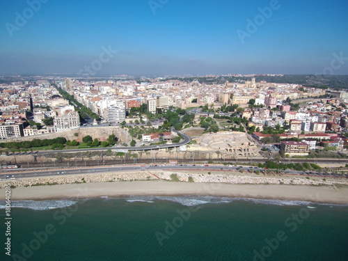 Anfiteatro romano de Tarragona desde el aire. Patrimonio de la Humanidad