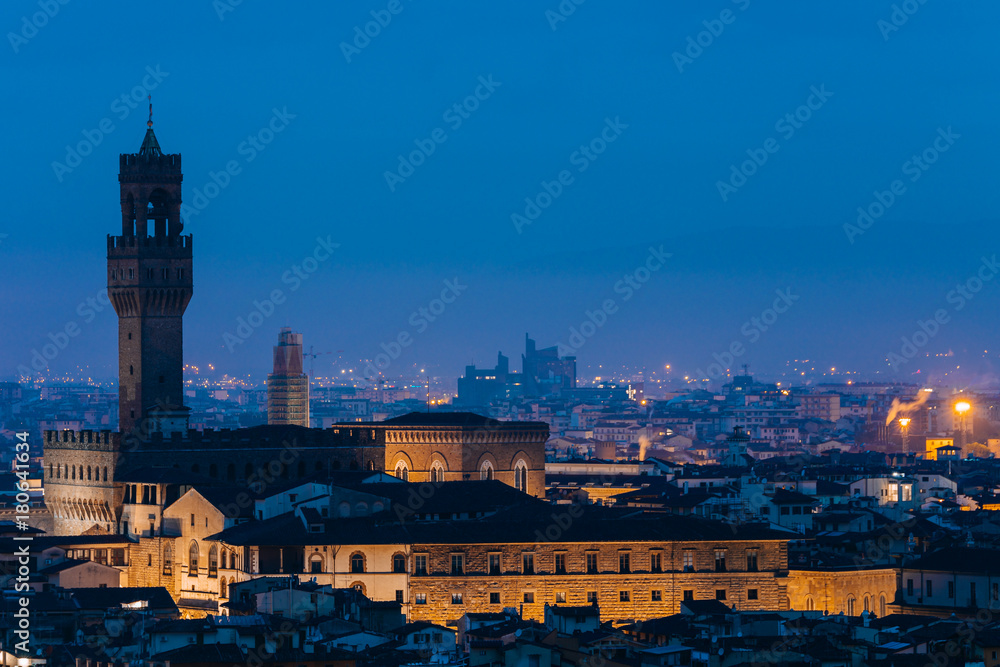 panoramic view of florence city at sunrise, italy