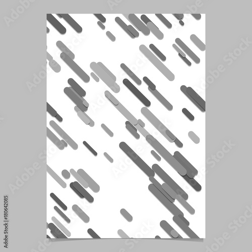 Seamless modern chaotic rounded diagonal stripe pattern brochure design template - vector stationery background design from stripes in grey tones