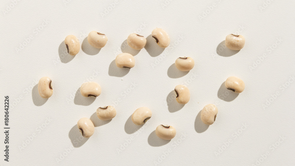 Black Eyed Pea legume. Top view of scattered grains. Black Eyed Pea legume. Top view of scattered grains.