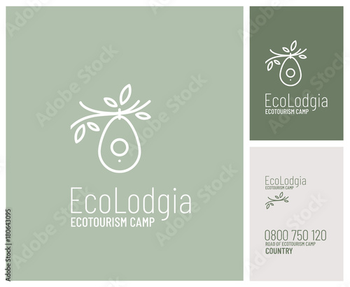 logo pour un label d'écotourisme, d'hébergement en plein air, de vacances nature, de constructeur d'hébergement écologique