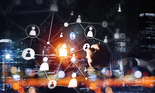 Creating modern wireless technologies as means of communucation and networking on dark background