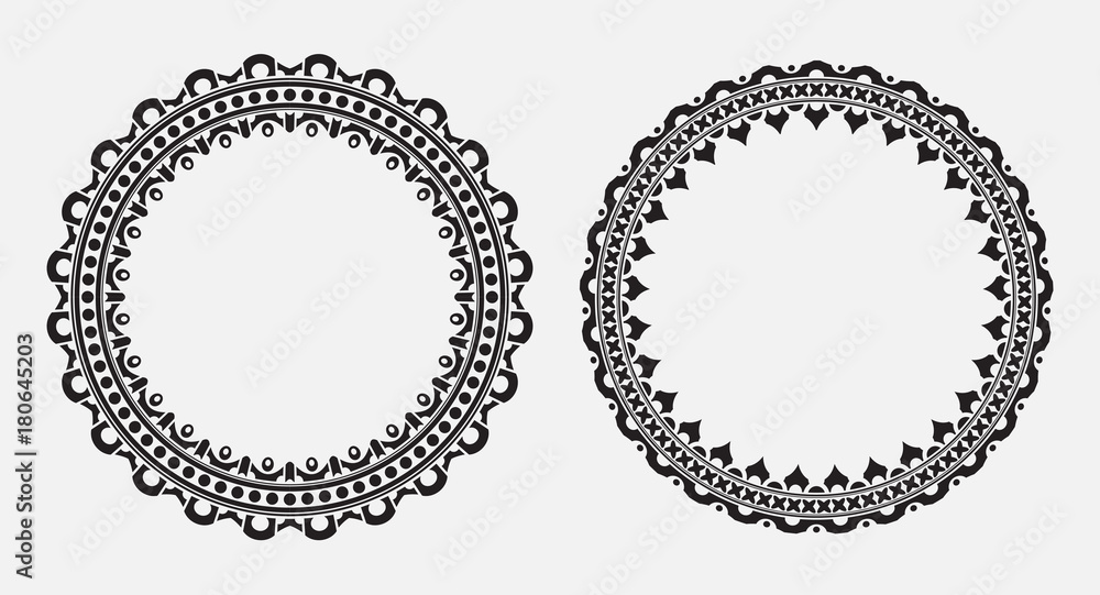 Obraz premium Pair of black vector round frames for your design.