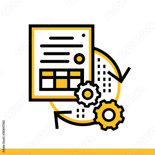 Outline icon Data synchronization. Data science technology and machine learning process. Suitable for print, website and presentation