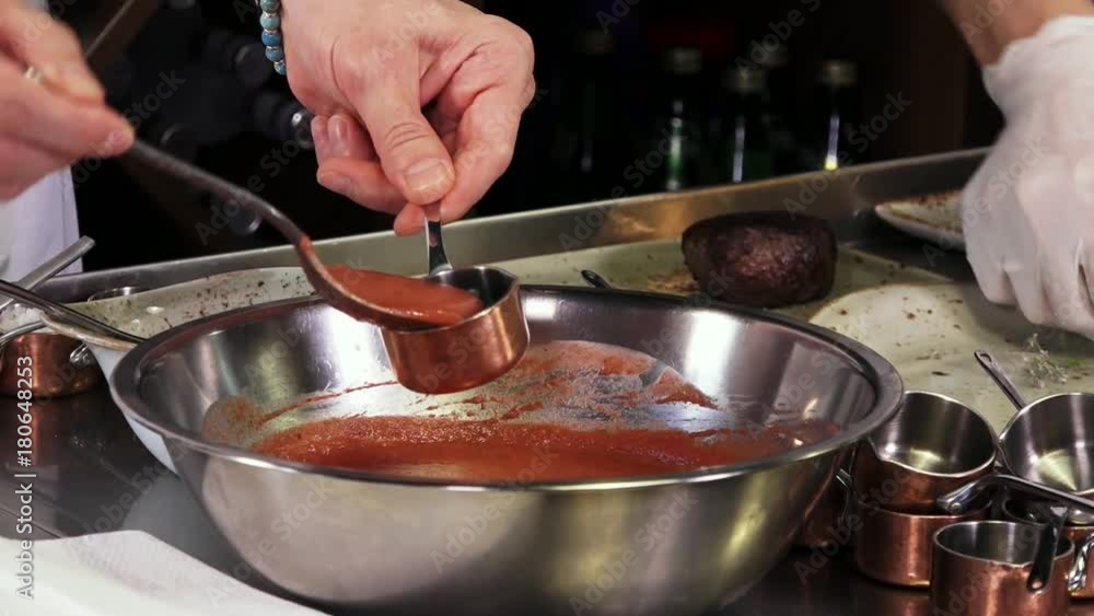 Preparation of sauce for a barbecue, steak Preparation of sauce for a barbecue, steak