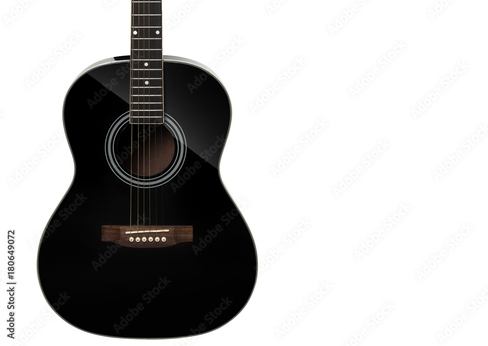 Fototapeta premium Black acoustic guitar on white background.