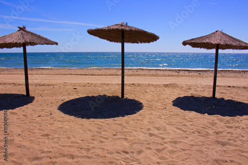 Sun umbrella. Sunny day. Costa del Sol  Andalusia  Spain.