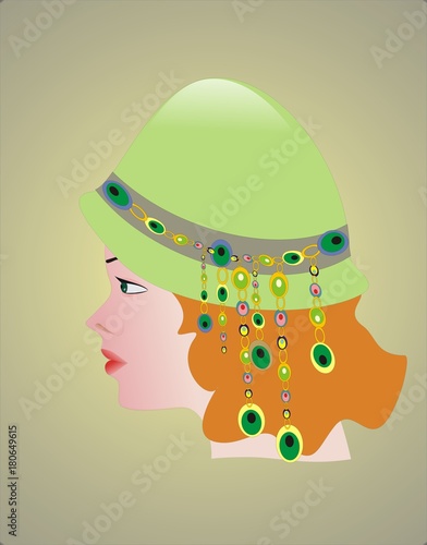 A hat _ Woman profile vector silhouette icon 
