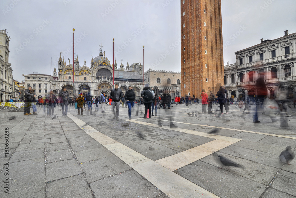 Crowded Square of St. Marko in Venice ...
