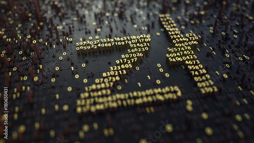 Polish zloty PLN sign made of golden numbers. 3D rendering photo