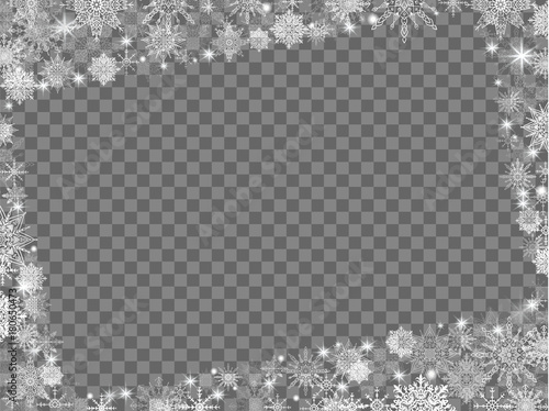 New Year background snowflakes with photo frame transparent