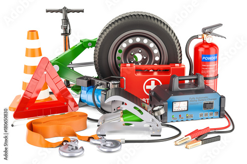 Car tools, equipment and accessories. 3D rendering photo