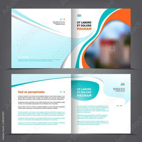 Vector empty bi-fold brochure print template design, newsletter booklet layout
