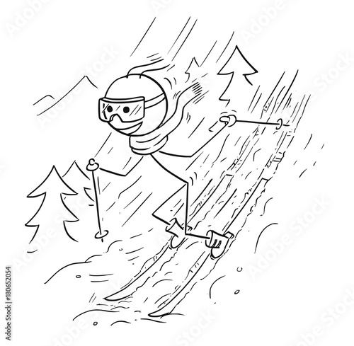 Stick Man Doing Extreme Ski