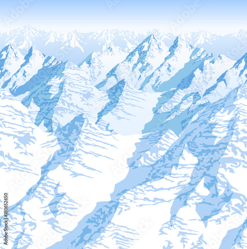 vector Himalaya alps mountains background texture seamless pattern