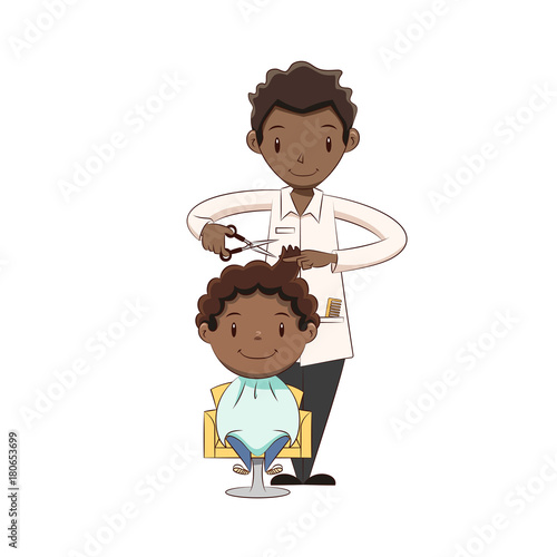 Boy getting a haircut