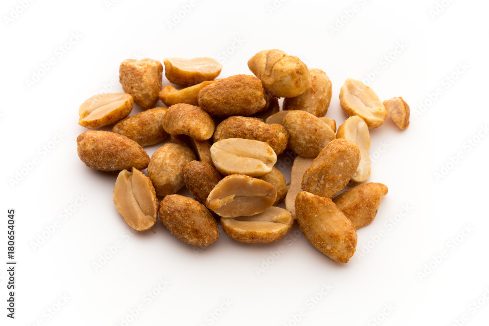 Peeled peanuts on the isolated background. Peeled peanuts on the isolated background.