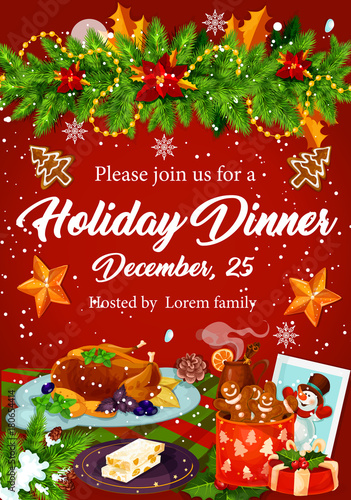 Christmas dinner invitation for Xmas party design