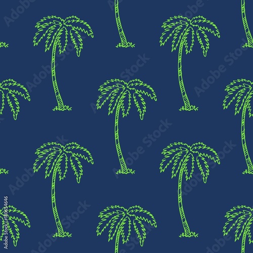 Palm tree pattern seamless texture. Simple illustration of palm tree vector pattern seamless for any web design or textile. Abstract background. Vector.