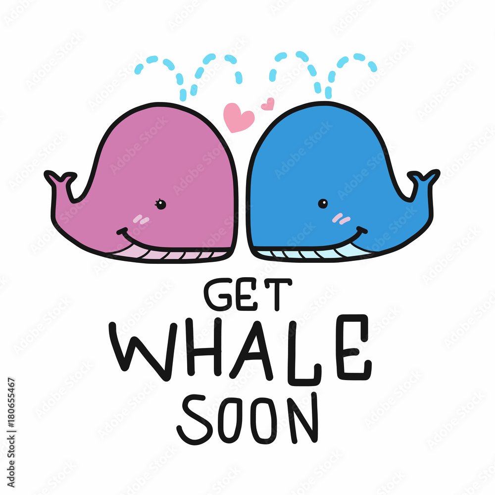 Obraz premium Pobierz Whale Soon słowo i kreskówka wektor ilustracja doodle styl