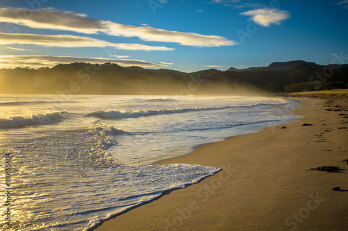 Ocean waves Waikawau Bay New Zealand