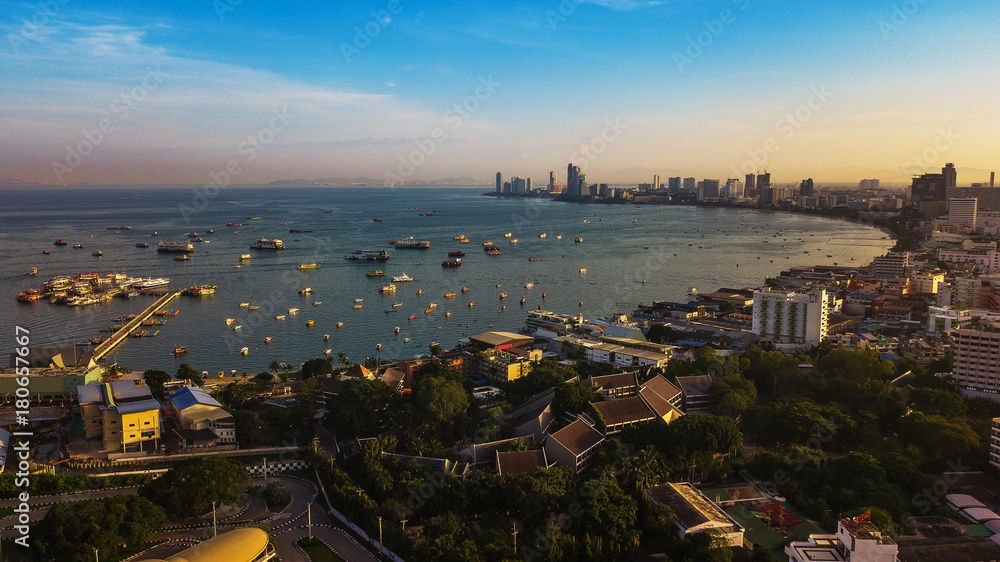 Naklejka premium Aerial view of Pattaya , Thailand