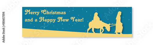 Christian Christmas Card with the traditional wish "Marry Christmas and Happy New year!"