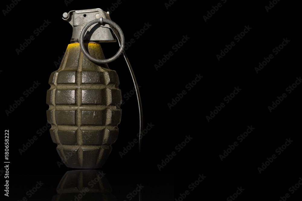 isolated hand bomb with black background isolated hand bomb with black background