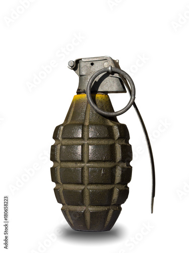 isolated hand bomb with white background photo