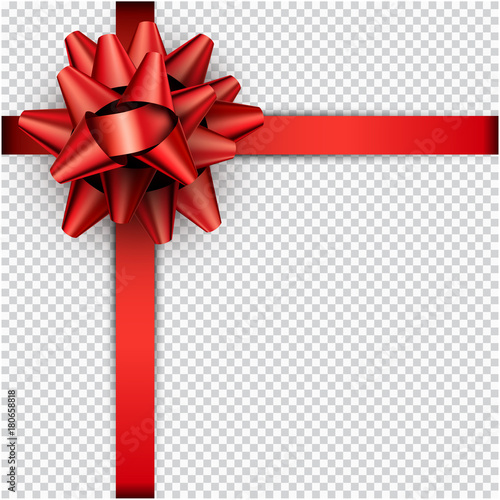 Red bow with ribbon for gift wrap.