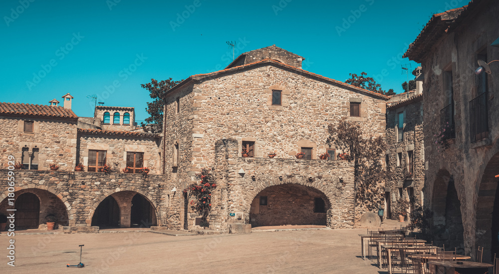 Medieval street of Monells, Spain
