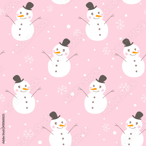 Christmas seamless pattern with snowmen