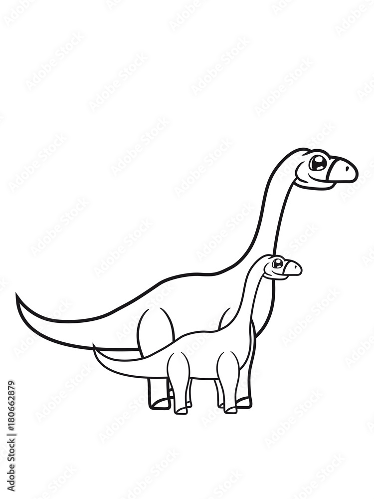 Fototapeta premium baby junges mama papa familie langhals süß niedlich klein groß kind comic cartoon dinosaurier saurier dino hals