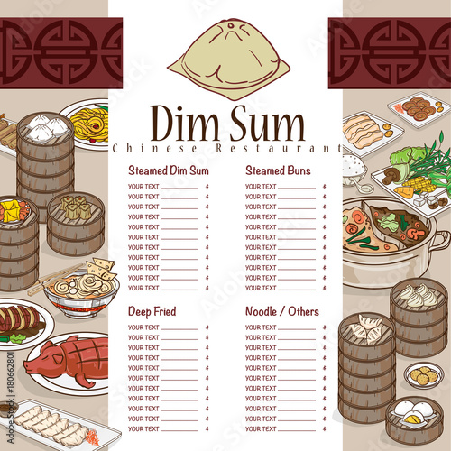 menu dim sum chinese food restaurant template design
