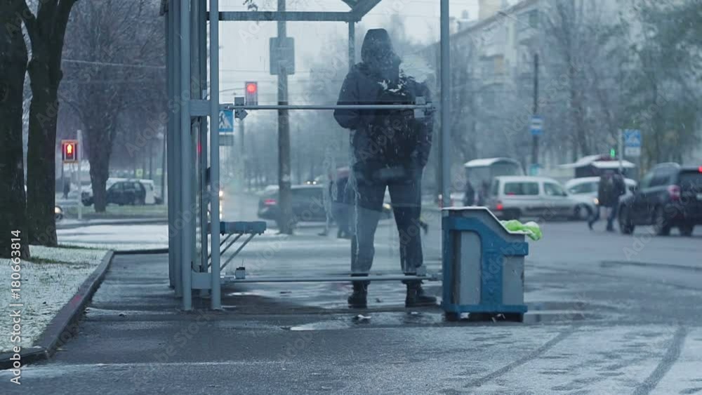 snowfall in the city against the backdrop of Street Lamps and Buildings. snowfall in the city against the backdrop of Street Lamps and Buildings.