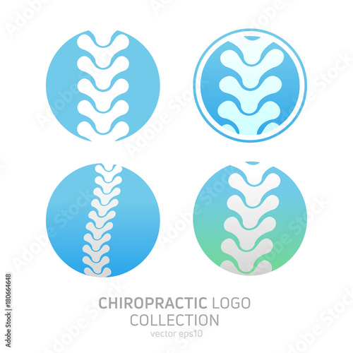 Set Manual therapy logo. Chiropractic and other alternative medicine. Doctor's office, training courses