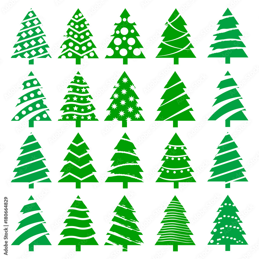 Fototapeta premium Set of different color Christmas trees. Vector