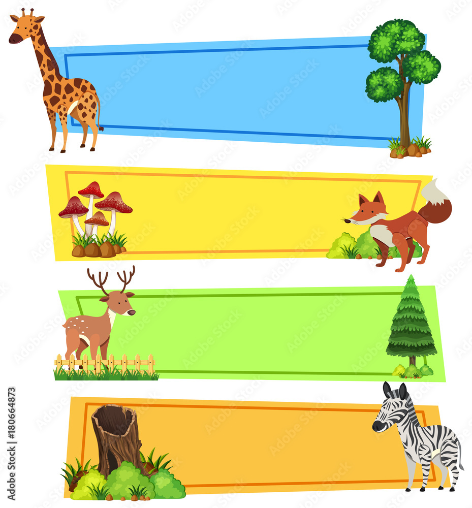 Banner template with wild animals Banner template with wild animals