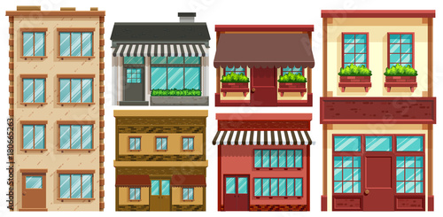 Different designs of buildings